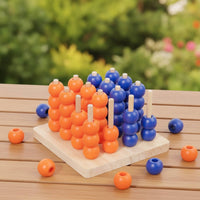 Row Four Game Strategy Wooden Board Game with Beads for Adults, Classroom