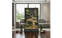 Feng Shui Water Wheel Water Feature LED Lighting Artificial Geological Feature Screen Air Humidifying Feng Shui Water Water Feature for Reception Area