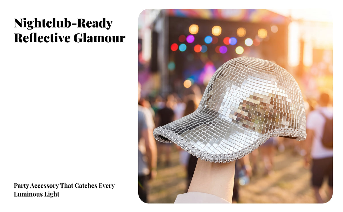 Disco Ball Hat Shiny Mirror Hat Mirror Cap Shimmering Accessory Mirrored for Performers, Stage Performances, Festivals