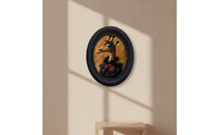 Oval Wooden Picture Frame Decorative Wood Frame with Artwork Black for Living Room, Entryway, Halloween