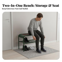 Modern Minimalist design 2-Tier Shoe Organizer with Seat Multi-Functional Design Entrypath Bench Space-Saving Storage Furniture High Load Capacity for Apartment Dwellers, Homeowners, Families, Hallpath, Bedroom, Closet