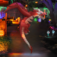 Inflatable Dragon with LED Glowing Inflatable Dragon with Lights Outdoor Halloween Decoration for Yard