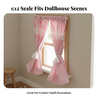 DIY Friendly 1:12 Scale Striped Curtains Realistic Feature 1:12 Scale Window Drapes Easy Installation for Doll Collectors, Children