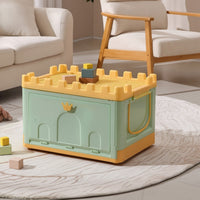 Kids Toy Storage Box Large Capacity Front Opening Toy Bin Dustproof Lid Foldable Kids Organizer for Young Children, Playroom, Nursery
