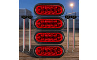 4 Pieces Oval LED Trailer Light Black Housing Red LED Trailer Light Wiring Leads