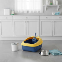 Anti-Splash Guard Semi-Enclosed Cat Litter Box Scoop Included Semi-Enclosed Cat Toilet Spacious Interior High-Sided Litter Pan Easy to Clean for Large Cats, Indoor