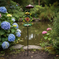 Frog Garden Stake Whimsical Yard Art Weather-Resistant Lawn Ornament for Gardeners, Homeowners, Patios