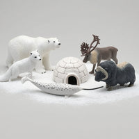 6 Pieces Arctic Animal Figures with igloos Miniature Arctic Animal Playset Educational Toy for Kids, Classroom