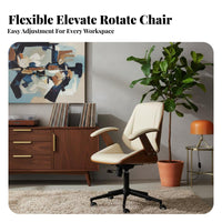 Curved Wood Task Chair Height Adjustable rotate Seat mid-century-centuryera Modern aesthetic