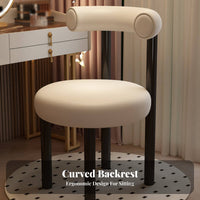 Upholstered Stool with Backrest Minimalist Design Round Upholstered Seat Thick Cushion Makeup Chair for Homeowners, Pet Owners, Bedroom, Dressing Room