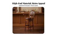 Vintage Design rotating High Stool with Backrest Padded Seat Bar Chair Upholstered padding Seating Furniture Integrated Footrest for Adults, Homeowners, Entertainers, Restaurant, Kitchen Island, Bistro, Dining Room
