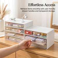 Desktop Organizer with Stackable Drawers, Modular Desk Storage for Office Workers, Transparent Drawer Set for Study Room and Workspace