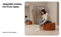 Nordic Design Cushiony Round Stool Multi-Functional Footstool Multifunctional Ottoman Compact for Boutique Owners, Apartment Dwellers, Clothing Boutique, Fitting Room, Small Areas, Entryway