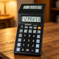 Angled Display Two-screenScreen Calculator Raised Buttons Solar Battery Calculator for Desk
