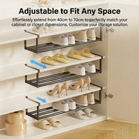Telescopic Shoe Rack Insert, Metal Shoe Rack for Wardrobe, Space Saving Hallway Shoe Storage, Modern Minimalist Hook-On Design 12.5x20x40-70cm