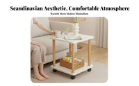 Movable with 360° Wheels Rolling Accent Table Modern Design 2-Tier Rolling Cart Space-Saving Nightstand Multi-Purpose for Homeowners, Renters, Students, Living Room, Bedroom, Small Areas, Kitchen
