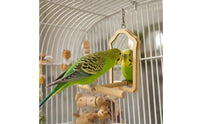 Framed Wooden Bird Enclosure Mirror Interactive Bird Mirror Perch Arch-Shaped Pet Accessory Lightweight