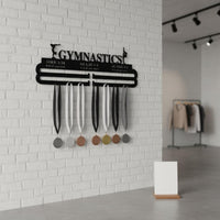 Great Gift Gymnastics Medal Holder Easy Installation Metal Medal Display Rack Heavy Duty Ribbon Awards Organizer Space Saving for Gymnasts, Athletes, Kids