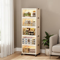 Installation-Tool-Effortless Foldable Storage Cabinet Easy Assembly Foldable Storage Cabinet with Wheels High Capacity Collapsible Plastic Organizer Double Entry for Children, Bedroom, Living Room, Kitchen, Bathroom