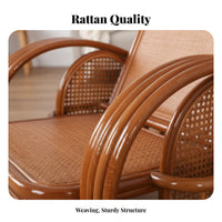 Foldable Design Rattan Rocking Chair Breathable Weave Reclining Rocking Chair Sturdy & Long-Lasting Frame Adjustable Backrest Recliner Deeply Padded Cushions for Seniors, Homeowners, Readers, Rest Ping, Sunroom, Balcony, Backyard