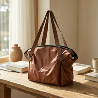 Shoulder Bag with Strapping Straps Large Capacity Slouchy Tote Bag Packable Smooth for Travelers, Travel, Camping