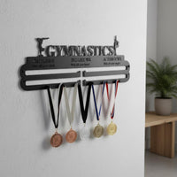 Great Gift Gymnastics Medal Holder Easy Installation Metal Medal Display Rack Heavy Duty Ribbon Awards Organizer Space Saving for Gymnasts, Athletes, Kids