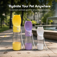 Portable Pet Water Bottle Dispenser for Dogs, Outdoor Travel Drinking Cup with Food Compartment
