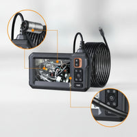 8mm Endoscope Camera with Hard Cable Waterproof Industrial Endoscope with Screen Portable Snake Scope Compact for Mechanics, Plumbers