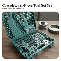 121 Pieces Portable Case 121 Piece Auto Repair Tool Kit Quick Release Car Maintenance Combination Tool Set Non-Slip Grip Long-Lasting for Repairmen, DIY Enthusiasts, Homeowners, Workshop, Garage, Roadside Emergency