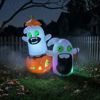 Inflate Inflatable Pumpkin with Ghosts Outdoor Halloween Inflatable Quick Inflation Pumpkin Ghost Easy Setup for Families, Homeowners, Yard, Lawn, Garden, Porch