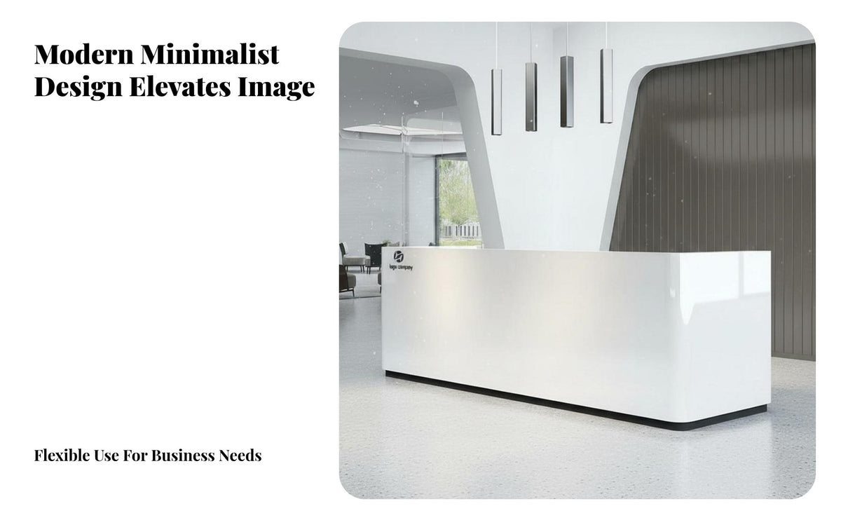 Modern Reception Desk Sturdy Construction Varnish Finish Front Desk Scratch-Resistant Commercial Cashier Counter for Business Owners, Lobby, Showroom