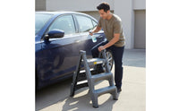 Car Washing Stool Foldable Three-Step Folding Ladder Portable V-Shaped Step Stool for Garage, Home, Kitchen