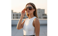 Oversized Visor Sunglasses Rimless Modern Silhouette Sunglasses Non-Polarized Sun Shades for Women, Driving