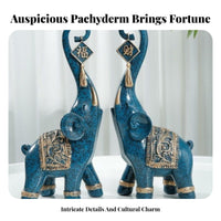 2 Pieces Housewarming Gift Elephant Statue Pair Elegant Design Feng Shui Elephant Ornament High-Quality Resin for Entryway, Desktop, Office