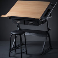 Drafting Table with Stool Tilting Drawing Desk with Stool Slanted for Architects