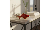 Alloy Golden Carp Figurine fishing ornament Rhinestone Accents Koi fishing Trinket Box for Office Desk, Dresser