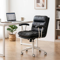 High-Back Office Chair with Padded Seat and Armrests Ergonomic Upholstered Office Chair Stylish Furniture Easy to Assemble for Students, Bedroom
