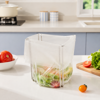 Stainless Steel Trash Bag Holder, Foldable, Food Waste Stand, 18-22cm Opening, For Sink, Tabletop Dual Use