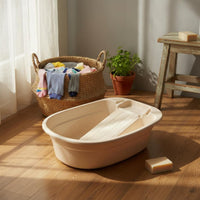 Laundry Basin with Washboard Unified Design Wash Tub with Scrub Board Large Capacity Unified Washboard Basin for Dorm Room, Washroom