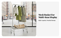 On Wheels Mobile Garment Stand Large Capacity Freestanding Garment Rack Easy Assembly Rolling Clothes Rack Heavy Duty for Retail Shop Owners, Apartment Dwellers, Homeowners, Small Areas, Bedroom, Dorm Room, Entryway