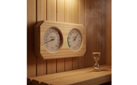 Analog Sauna Temperature Humidity Meter Beveled Corners Sauna Thermometer Hygrometer Natural Wood No Batteries Required