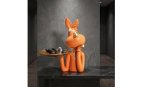 Sculpted Rabbit Figurine with Tray Gold-Tone Bunny Tray Statue Decorative Rabbit Statue Golden for Entryway, Vanity, Living Room