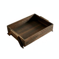 Rectangular Wooden Tray Dark Brown Vintage Wooden Tray Open open-Sided Serving Platter