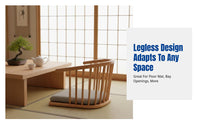 Raised Floor Mat Chair, Thickened Seat, Armless Wooden Backrest, Japanese Style, For Bedroom, Bay Window, Living Room