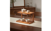 Two-Tier Cup Rack Woodtea-Ware Ware Rack Open-Frame Countertop Display Shelf