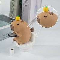 Capybara Toy with Toilet Novelty Desktop Ornament Sticking for Office, Coworkers