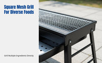 Charcoal Grill, Portable Folding BBQ, Stainless Steel, Detachable, for Patio, Camping, Complete Set