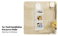 Waterproof Punch-Non-Damage Bathroom Shelf Renter Friendly Bathroom Shower Organizer Space Saving for Renters, Students, Washroom