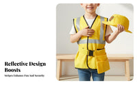 5 Pieces Educational Toy Children's Carpenter Dress up Kit Realistic Design Yellow Worker Uniform for Children Long-Lasting Material