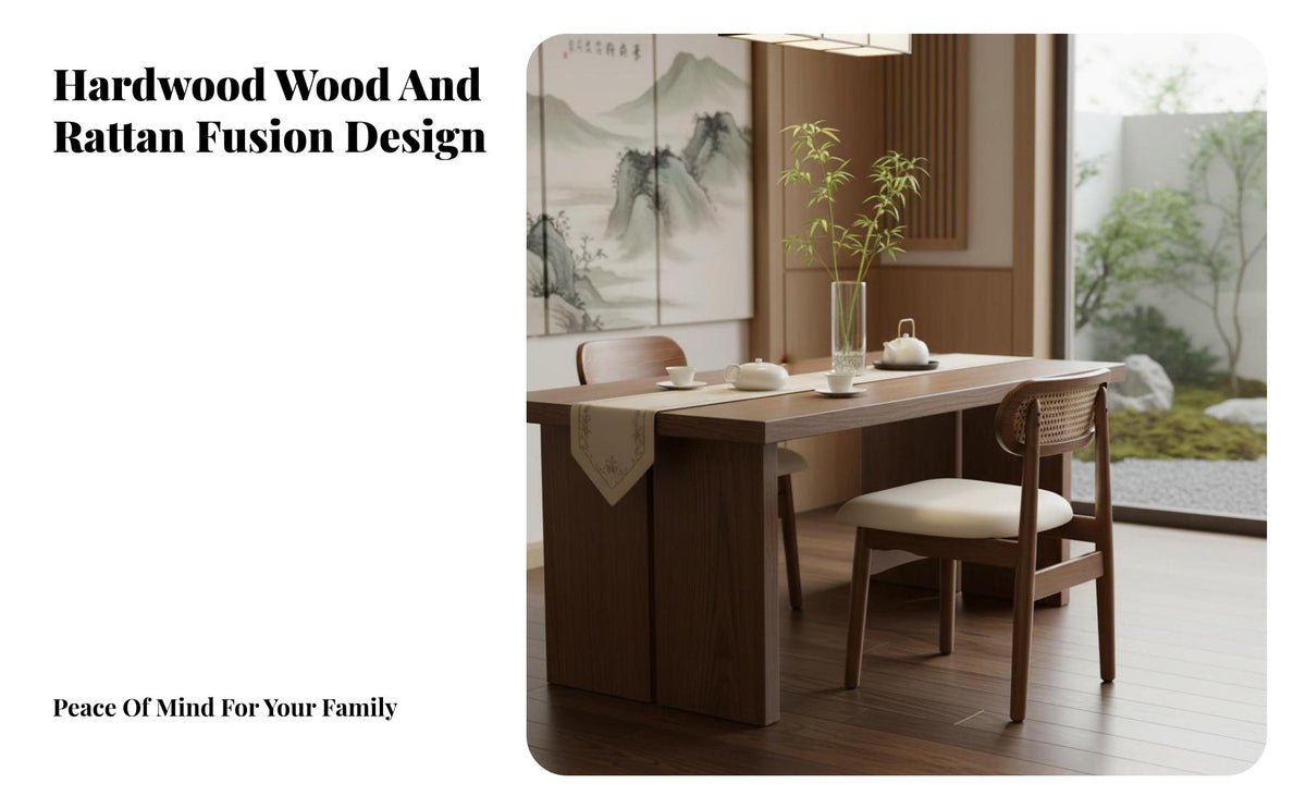 Ergonomic Backrest Solid Wood Rattan Back Chair Mortise and Tenon Joinery Armless Cane Back Dining Chair Skin-Friendly Textile Household Furniture High-Density Foam Cushion for Restaurant Owners, Homeowners, Design Enthusiasts, Tea Room, Bedroom
